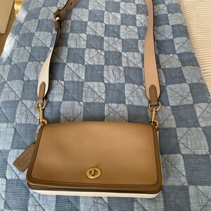 Coach tan and cream crossbody